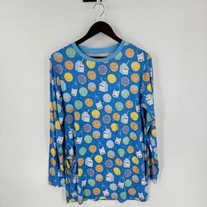 Little Sleepies Blue Milk and Cookies Lunaluxe Bamboo Long Sleeve Pajama Top M